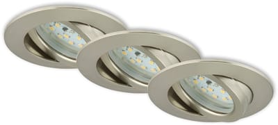 BRILONER ATTACH DIM - inbouwspots - set van 3 - Dimbaar - 5,5W - Ø82mm - Mat nikkel