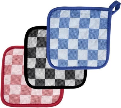 Pannenlap - 17x17cm - Keukenlap - Hittebeschermer - Ovenlap - Katoen - Geruit - Willekeurige kleur (rood/zwart/blauw)