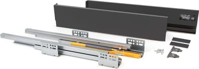 Emuca Lade kit Concept voor keukens, hoogte 105 mm, diepte 400 mm, zachte sluiting, Staal, Antraciet