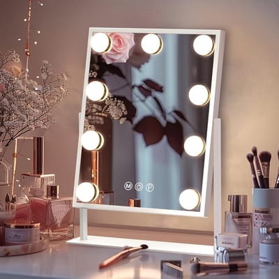 Dutchers® Hollywoodspiegel met verlichting - Make-up spiegel - Scheerspiegel - Makeup, Cosmetica, Visage - Passspiegel - Dimbaar - 360 graden kantelbaar