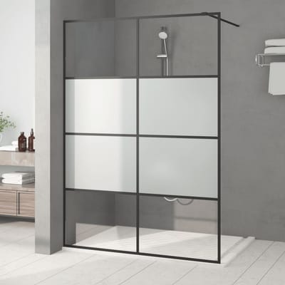 vidaXL - Inloopdouchewand - 140x195 - cm - halfmat - ESG-glas - zwart
