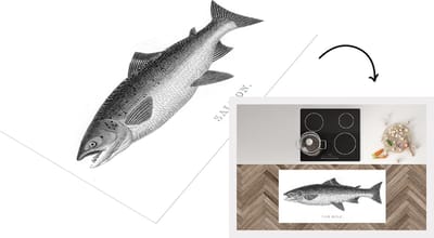 Keukenloper - Loper keuken - Een getekende illustratie van een vis - 120x60 cm - Keukenloper vinyl