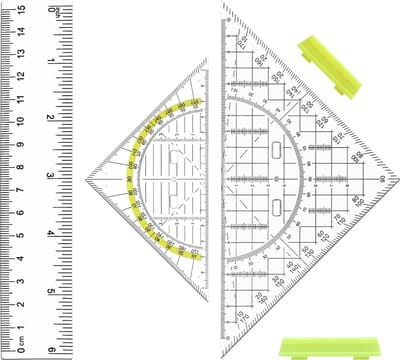 Geometrie Set - Meetinstrumenten Set - Tekenen en Meten - Met Handvat Antislip - 15 cm Liniaal - Transparant Wit