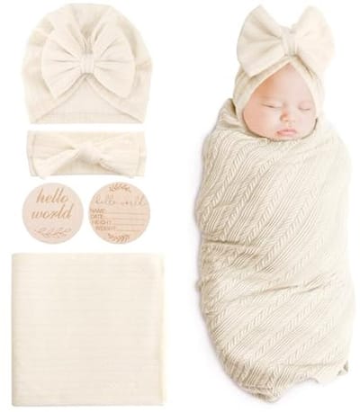 Geboorte Deken voor Baby met Bijpassende Muts en Hoofdband - Perfect voor Baby Fotografie