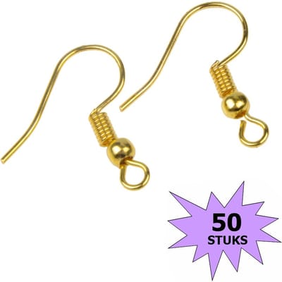 Fako Bijoux® - Oorbel Haakjes - Staal - RVS - Stainless Steel - 50 Stuks - Goud