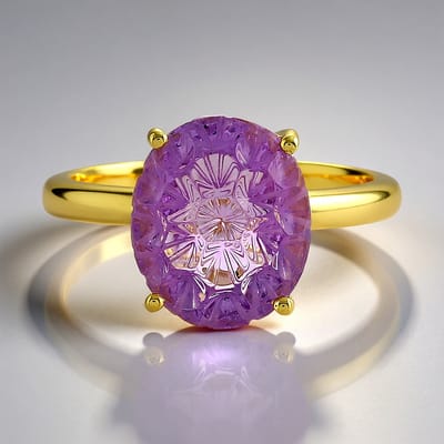 Cavill - Zilveren ring met lavendel amethist 4,473 ct - 925 sterling zilver verguld - Ovale Braziliaanse edelsteen - Elegante tijdloze damesring