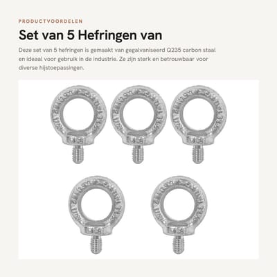 Dailygoods- Oogbout M8 - Gegalvaniseerd Q235 Staal - Diepe Schroefdraad - Hefring - Sterke Heffende Eigenschappen - Eenvoudig te Installeren - Hefhaak