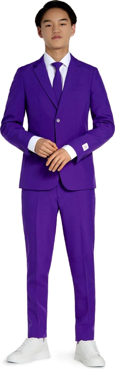 OppoSuits Tiener Purple Prince - Jongens pak - Carnavalskleding - Effen Gekleurd - Paars - Feest - Maat 134/140