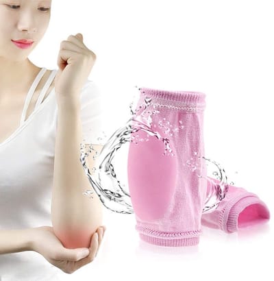 Elastische Elleboogbandages voor Sport met Gel - Ondersteuning voor Volleybal, Handbal en Tennis voor Dames, Heren en Kinderen (Roze)
