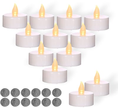 Comforder 12 LED Waxinelichtjes met Flikkerende Vlam - Elektrische Kaarsen op Batterijen - Theelichtjes incl Batterijen - 120+ Branduren