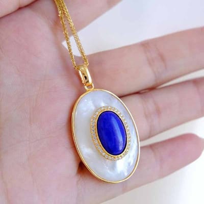 Designer nieuwe kunstmatige keizerskroon lapis lazuli ketting vintage pareloorringen voor vrouwen hoge kwaliteit sieradensets gray