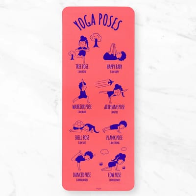 Yogamat Voor Kinderen - Pose Explorer Yogamat voor kinderen - Yoga Poses Mat - Met Yogahoudingen Op Bedrukt - 150x55 cm - 3mm dik