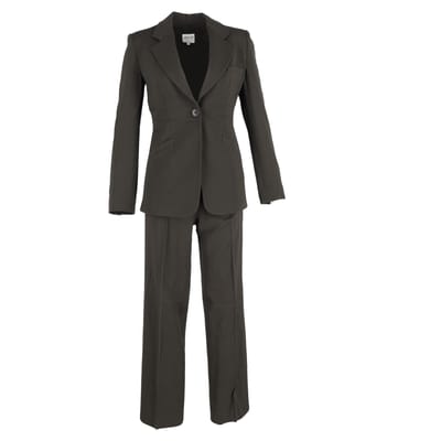 Armani Collezioni blazer en broekpak met enkele rij knopen in olijfgroen polyester