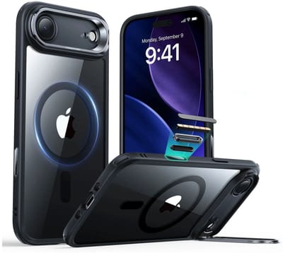 ESR Hoesje Geschikt voor iPhone Air - Classic Hybrid HaloLock Stand - Compatibel met MagSafe & Qi2 - Back Cover met Standaard - Camera Kickstand - Camera Control - Transparant Zwart