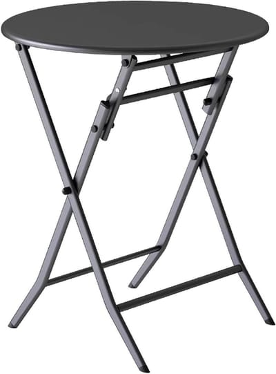 Ronde bijzettafel - Klaptafel - Multifunctioneel gebruik - Opvouwbaar frame - 24x24x28 inch - Zwart