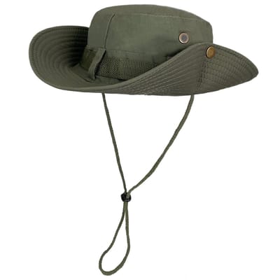 QTTVBTNA -Boonie Hoed - Zonnehoed - Extra Brede Klep - Katoen Polyester - Licht Gewicht Ademend - Militair groen -1 Stuk