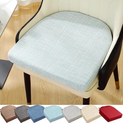 KZQ Lichtblauw, glad eetkamerstoelkussen, 45x45 cm, met decoratieve strik, zacht en dik, geschikt voor keukens en eetkamers, comfortabele zit, antislip onderkant, creëert een stijlvolle interieurdecoratie.