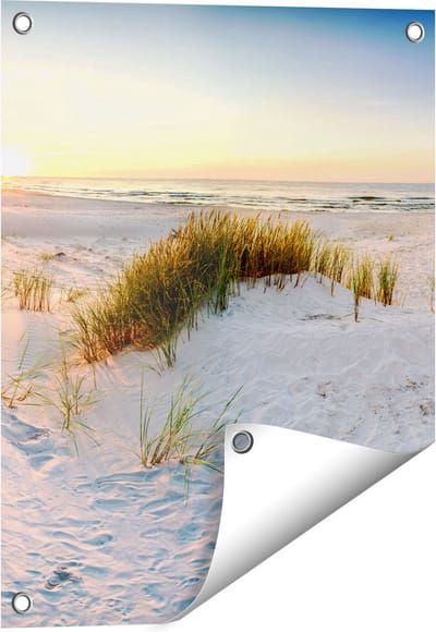 Gards Tuinposter Strand en Duinen tijdens Zonsondergang - 40x50 cm - Tuindoek - Tuindecoratie - Wanddecoratie buiten - Tuinschilderij