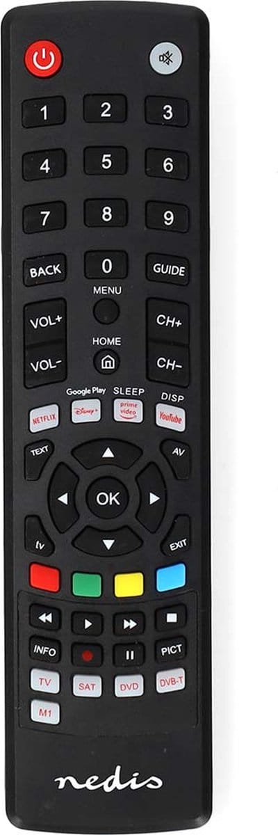 Nedis Universele Afstandsbediening - Voorgeprogrammeerd - 4 Apparaten - Amazon Prime / Disney + Button / Google Play Knop / Netflix Knop / Youtube Knop - Infrarood - Zwart