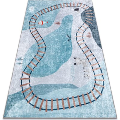 Kleden Rugsx JUNIOR 52243.801 tapijt wasbaar Trein rails voor 80x150 cm