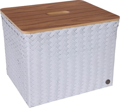 Opbergmand - Rechthoekige mand met deksel - Organizer - Woonkamer - Kinderkamer - Badkamer - Babykamer - Duurzaam & handgevlochten - Handed By Popular met deksel - lichtgrijs - ice grey