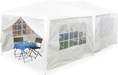 zijwanden partytent - set van 6 - 2x3 m - waterdicht - ramen en deur - PE - losse zeilen - wit