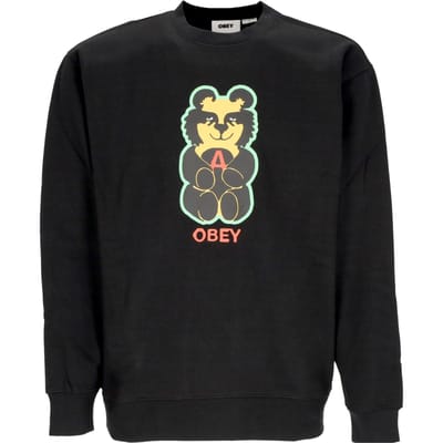 Bear Icon Premium Crew Fleece herensweatshirt met ronde hals, zwart