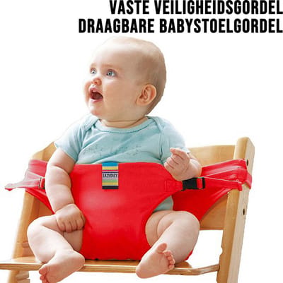Allernieuwste.nl® Draagbare Babystoelgordel Rood - Veilig, Opvouwbaar en Comfortabel voor Onderweg