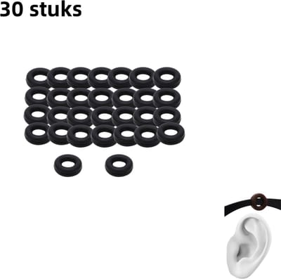 30-pack - Antislipbrillenhoezen - Siliconen vaste oorhaakbeugels - Kinderbrillenpootjes met anti-valvoetjes - Zwart