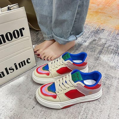 Nieuwe Damesschoenen Witte Schoenen Ademende Platform Muffin Sneakers Stiksels Casual Damesschoenen 40
