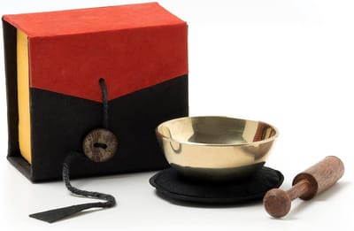 Mini Klankschaal Set in Kleurrijke Geschenkdoos met Houten Strijker en Vilten Pad voor Yoga en Meditatie