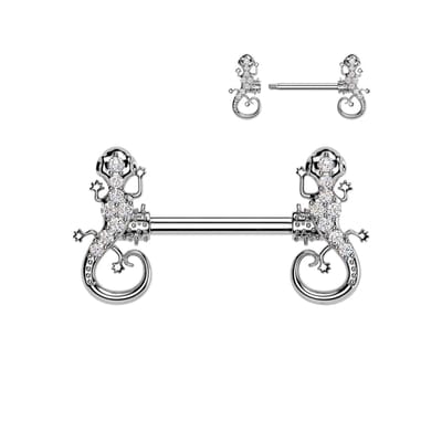 Tepelpiercing gecko 1.6x12 - zilver - LMPiercings