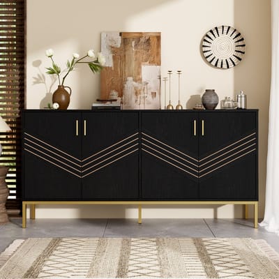MODFU Opbergkast 160x40x80,5 cm van MDF, met 4 deuren en verstelbare planken