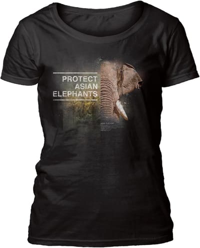Ladies T-shirt Protect Asian Elephant Black S