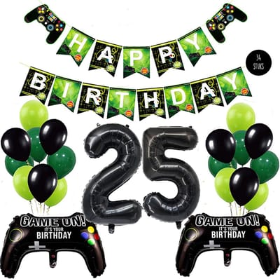 Snoes Mega Game Gamers Helium Verjaardags Ballonnen Feestdecoratie Black Cijfer Ballon nr 25