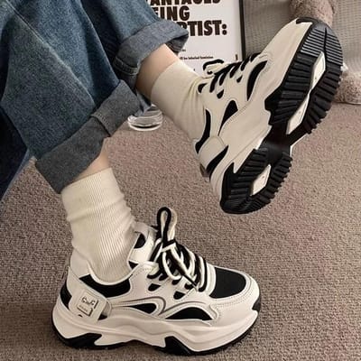 Papa Schoenen Kinderen Lente en Herfst Nieuwe Ins Tide Dikke Zool Hoogteverhogend Veelzijdig Casual Student Enkele Schoenen 40 zwart