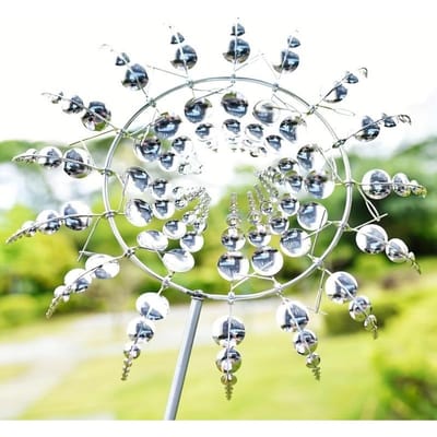 Outdoor roterende metalen windmolen sculptuur gepersonaliseerde onregelmatige ambachtelijke decoratie wind zonne-spinners tuin tuin decor zilver