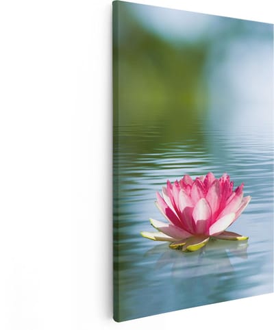 Artaza Canvas Schilderij Waterlelie - 80x120 cm - Groot - Wanddecoratie Bloemen - Muurdecoratie Vijver - Schilderijen Op Canvas