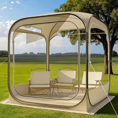 Pop-Up Koepeltent - Direct Opzetbaar - Buiten Ontspannen - 360 Graden Zicht - 130x130x180cm - Transparant