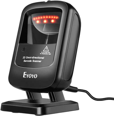 Barcode Scanner - Streepjescode Lezer - Kassa Werk - Handsfree Scannen - 17.5 x 9.5 x 12.5 cm - Zwart