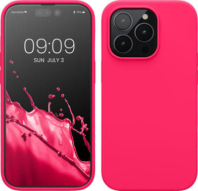 kwmobile telefoonhoesje geschikt voor Apple iPhone 14 Pro - Hoesje met siliconen coating - Smartphone case in neon roze