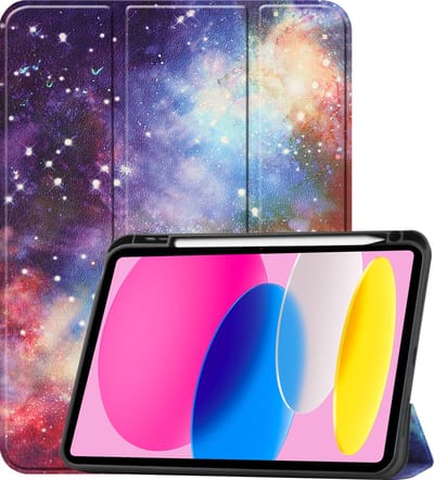 Hoesje - Geschikt voor Apple iPad 10 (2022) - 10.9 inch - 10e Generatie - Dun & Stevig - Trifold Bookcase - Hard Cover Case - Met Uitsparing Geschikt voor Apple Pencil - Hardcover Book - Tablet Hoes - Galaxy
