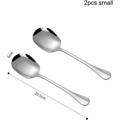 Lot de 2 grandes cuillères à soupe en acier inoxydable à long manche et tête carrée pour le service du dîner et du restaurant gray