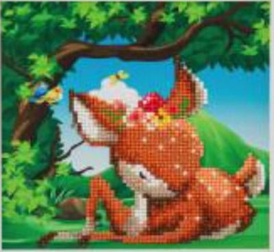 Diamond Painting Crystal Art kit Forest Deer, 20x20cm, partial painting