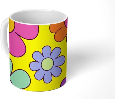 Mok - Koffiemok - Bloemen - Illustratie - Kleurrijk - Mokken - 350 ML - Beker - Koffiemokken - Theemok