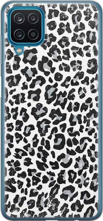 Casimoda® hoesje - Geschikt voor Samsung A12 - Luipaard Grijs - Backcover - Siliconen/TPU - Grijs