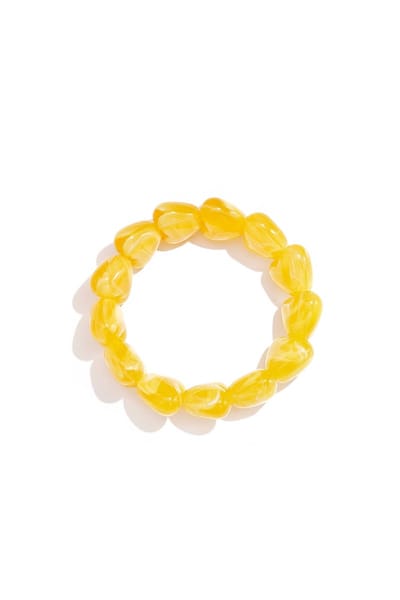 Kralen armband met grote harte kralen - Geel - Verkleurt niet - Cadeau - Goudlief.nl
