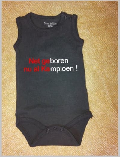 Rompertje kampioen, Kampioens rompertje, Rompertje met tekst, Bedrukt rompertje, Baby, Kampioen, Zwart rompertje ,