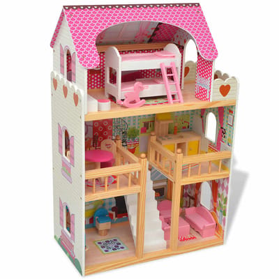 Furniture Limited - Poppenhuis 3 verdiepingen 60x30x90 cm hout
