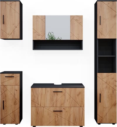 Vicco Irma Badkamermeubel set – 5 delen Eik goud/antraciet